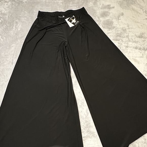 Antthony Original Pull-On Black Pants Women's Large Stretch Knit Wide-Leg NEW - Picture 1 of 12